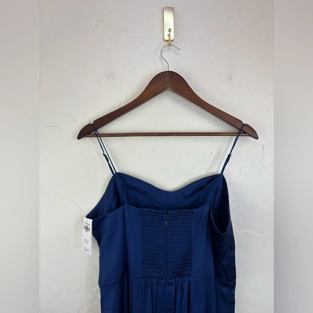 ABERCROMBIE & FITCH A&F Camille Maxi Dress Navy Blue‎ Spaghetti Strap Long Slit